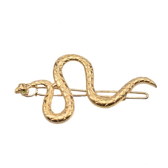 2" Snake Hair Barrette Gold Plated - Picture 2 of 2